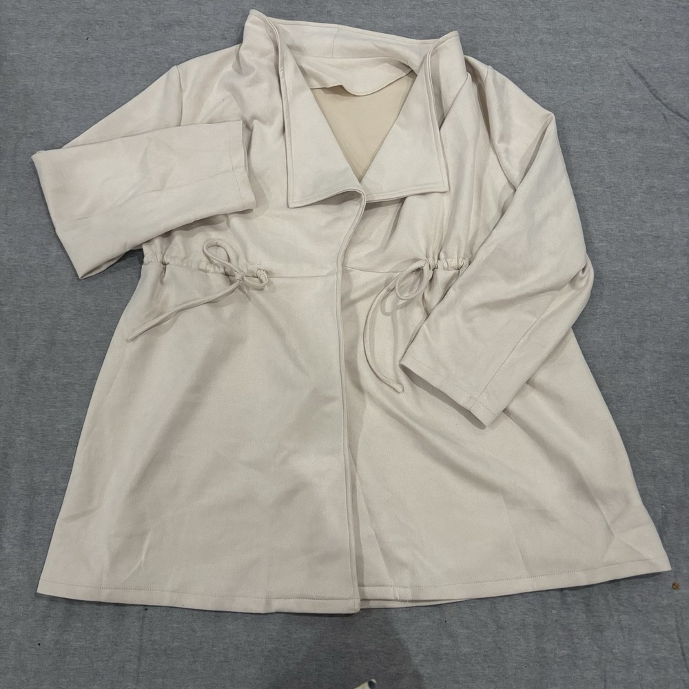SHEIN Curve Women's 3XL Drawstring Cinched Waist Open-front Lapel Jacket